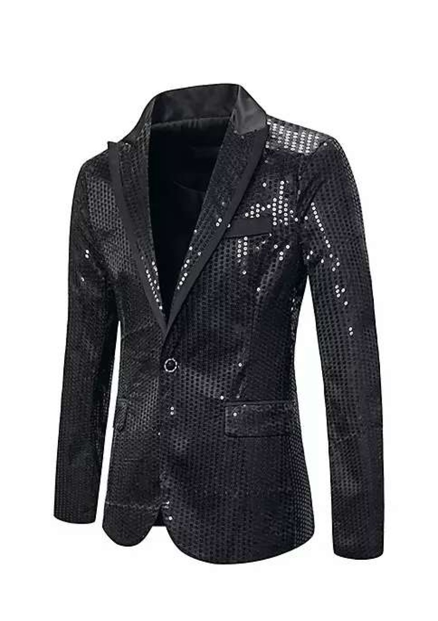 Men * | Wholesale Lars Amadeus Men'S Sequin Blazer Peak Lapel Shiny Wedding Party Tuxedo Sports Coat