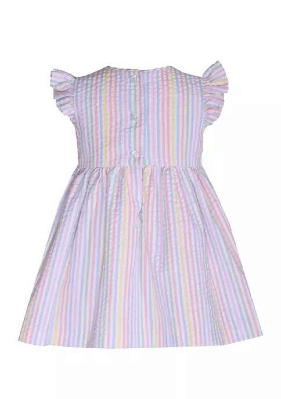 Kids * | New Bonnie Jean Baby Girls Short Sleeve Rainbow Smocked Dress Multi