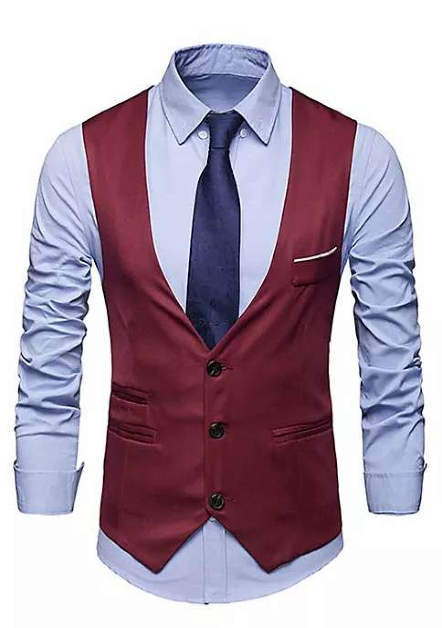 Men * | Coupon Lars Amadeus Men'S Slim Fit Suit Vest Business Formal Dress Waistcoat Vests