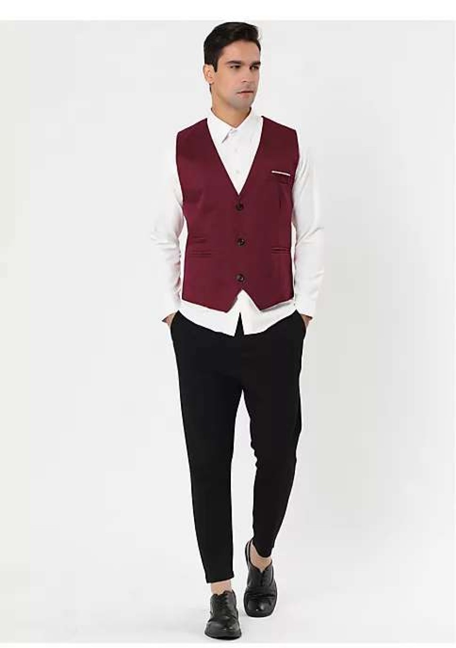 Men * | Coupon Lars Amadeus Men'S Slim Fit Suit Vest Business Formal Dress Waistcoat Vests