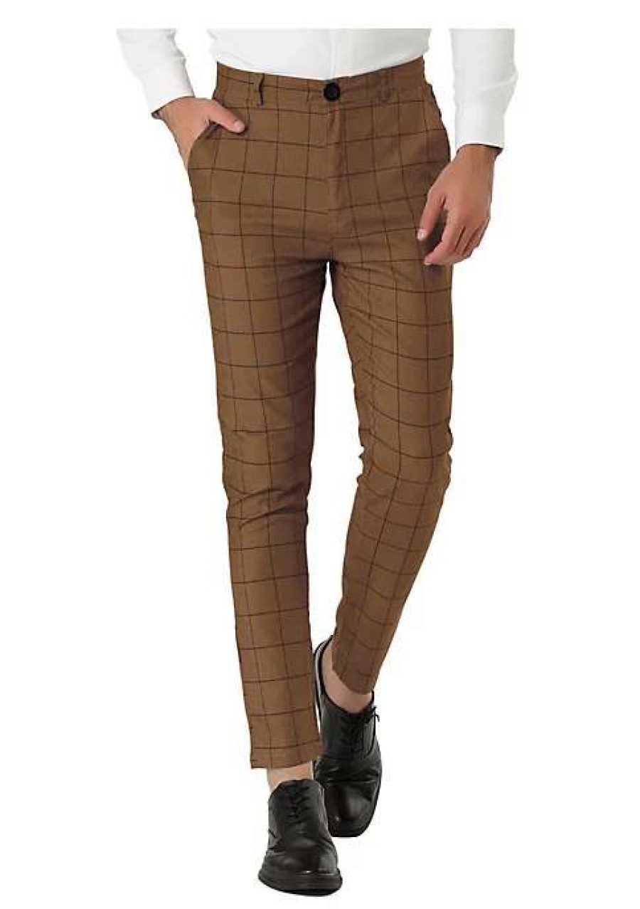 Men * | Hot Sale Lars Amadeus Men'S Plaid Dress Slim Fit Checked Business Pants With Pockets