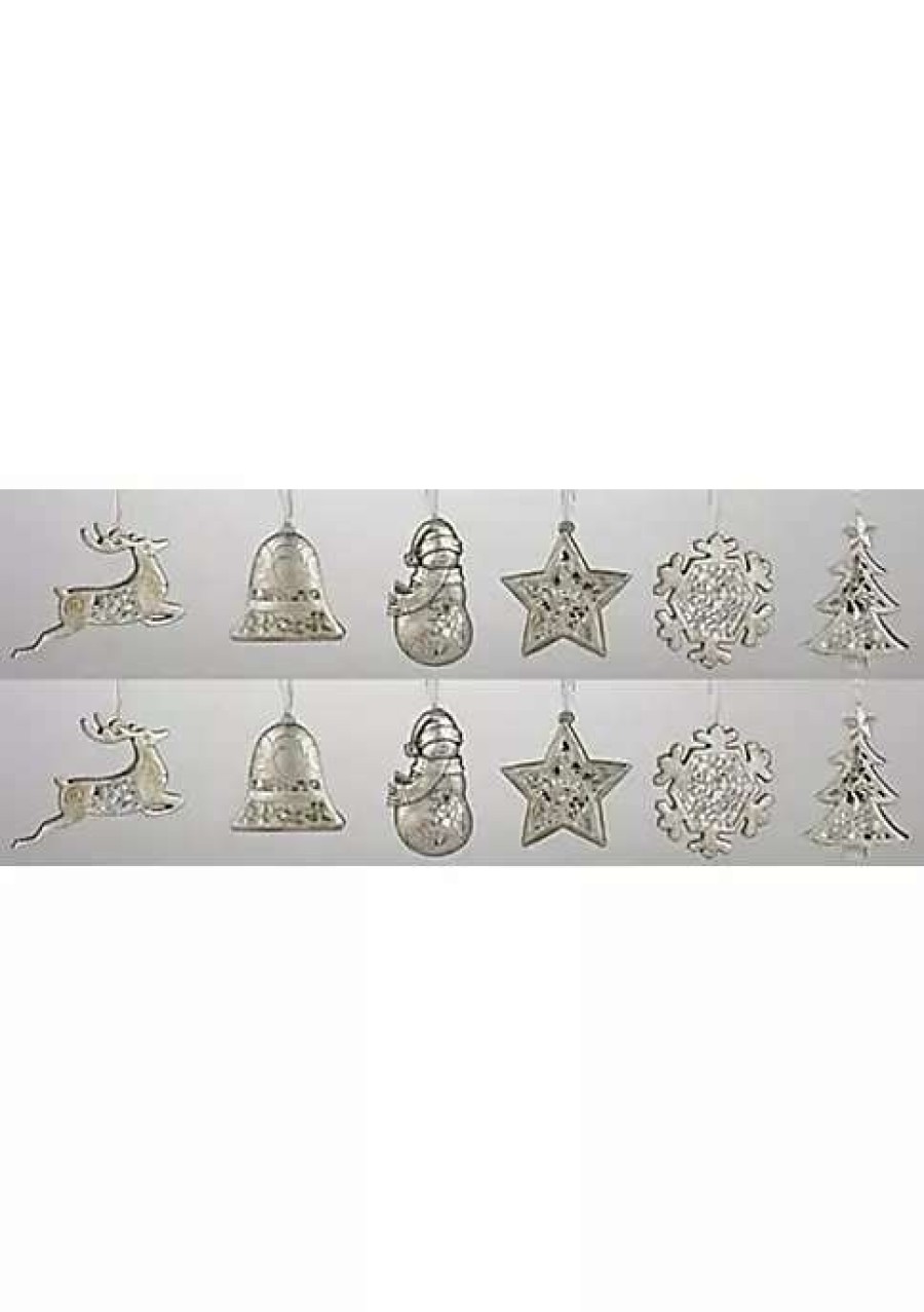 Home * | Cheap Roman Club Pack Of 12 Christmas Treasure Mosaic Symbol Ornaments 4 Gold