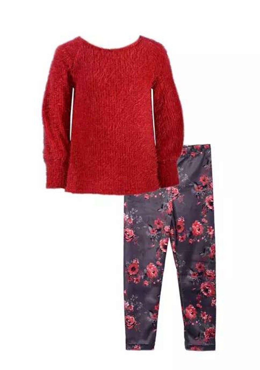 Kids * | Budget Bonnie Jean Girls 7-16 Floral Leggings Set Red