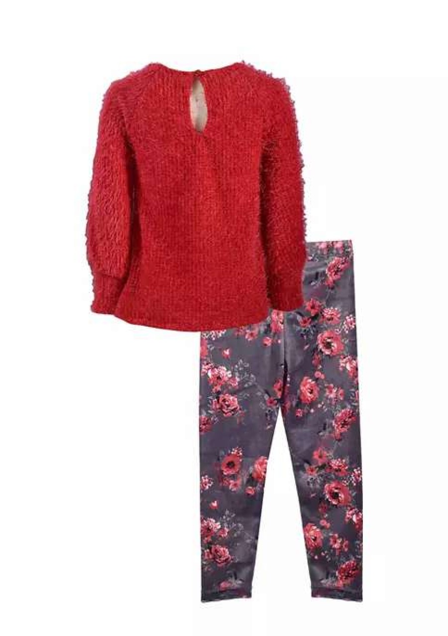 Kids * | Budget Bonnie Jean Girls 7-16 Floral Leggings Set Red