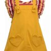 Kids * | Coupon Bonnie Jean Girls 4-6X Heart Pocket Jumper Dress Mustard