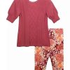 Kids * | Deals Bonnie Jean Baby Girls Puff Sleeve Sweater And Floral Print Leggings Set Rose