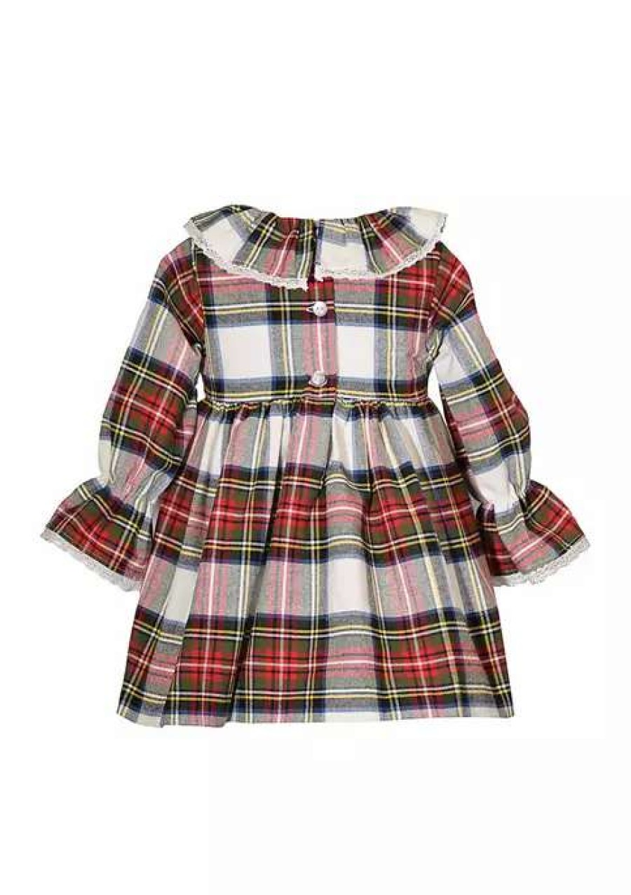 Kids * | Best Deal Bonnie Jean Toddler Girls Long Sleeve Plaid Smocked Dress Red