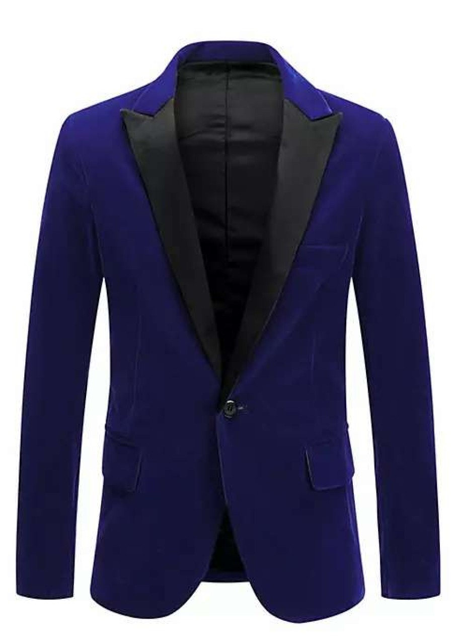 Men * | Best Pirce Lars Amadeus Men'S Velvet Blazer One Button Party Prom Tuxedo Dinner Suit Jacket Sports Coat