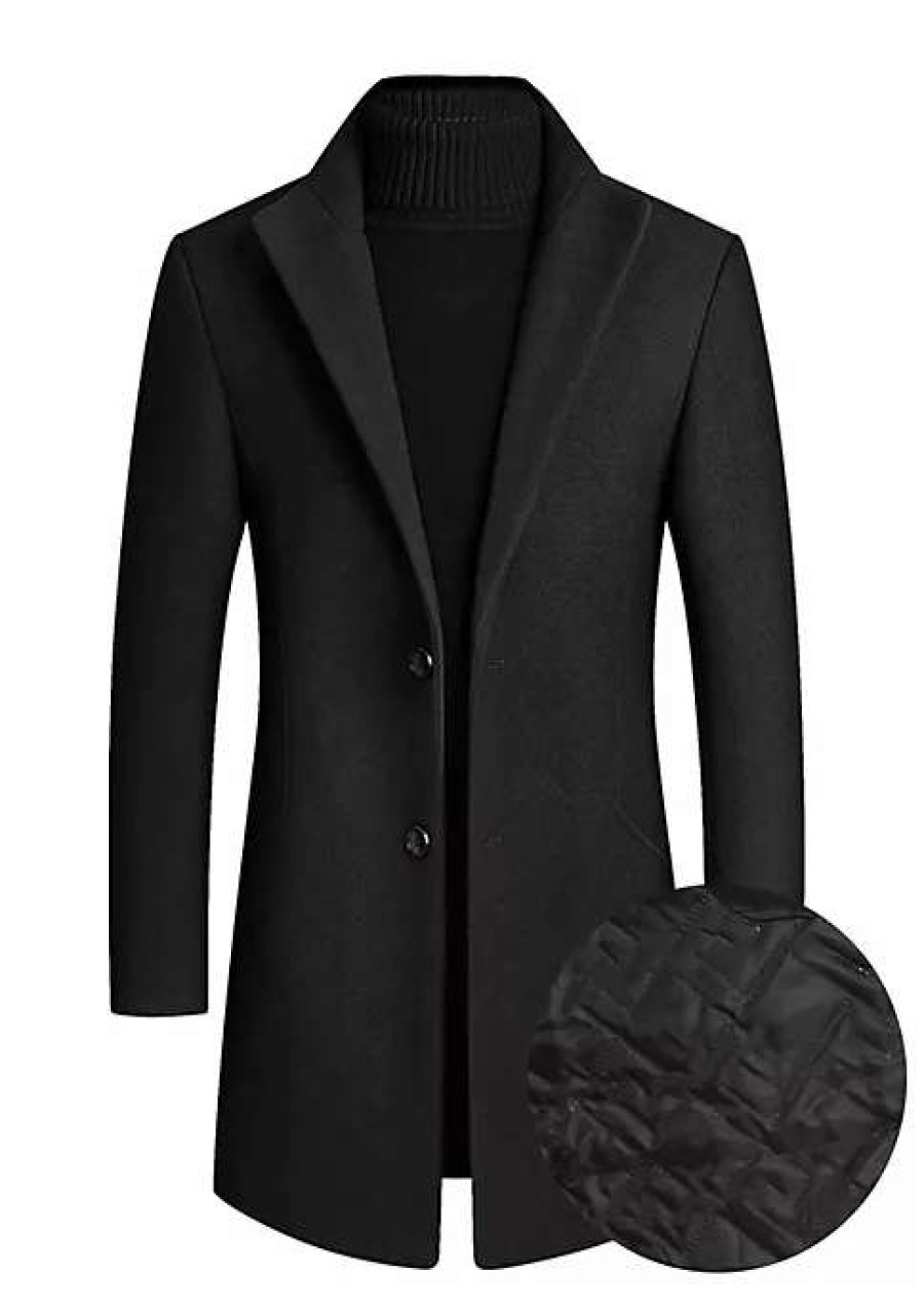 Men * | Best Pirce Lars Amadeus Men'S Winter Coat Notch Lapel Single Breasted Two Button Long Pea Coat Jacket Overcoat