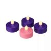 Home * | Best Deal Roman Set Of 4 Led Lighted Christmas Purple And Tea Light Candles Pink