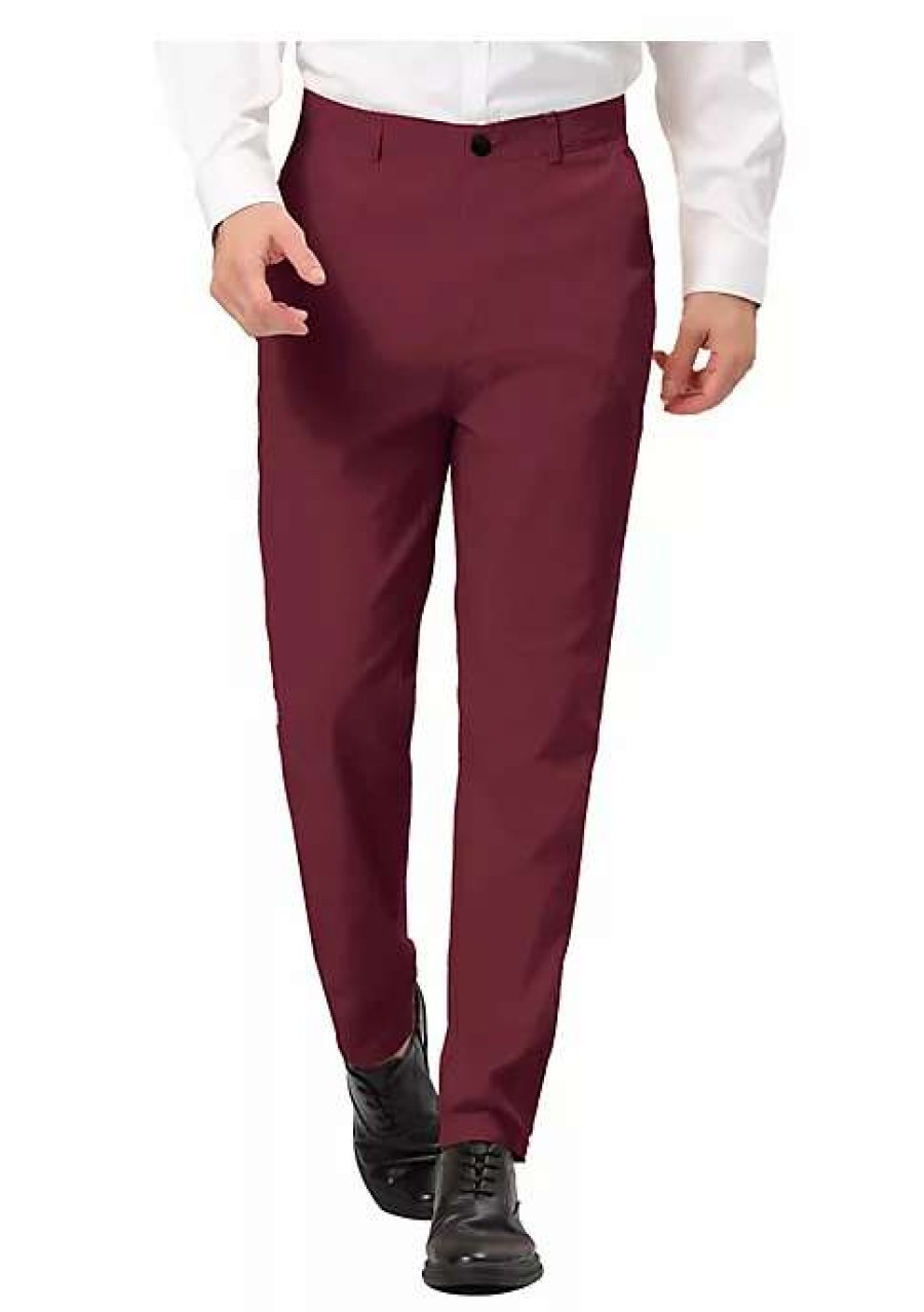 Men * | Deals Lars Amadeus Men'S Dress Trousers Solid Color Flat Front Skinny Business Pants