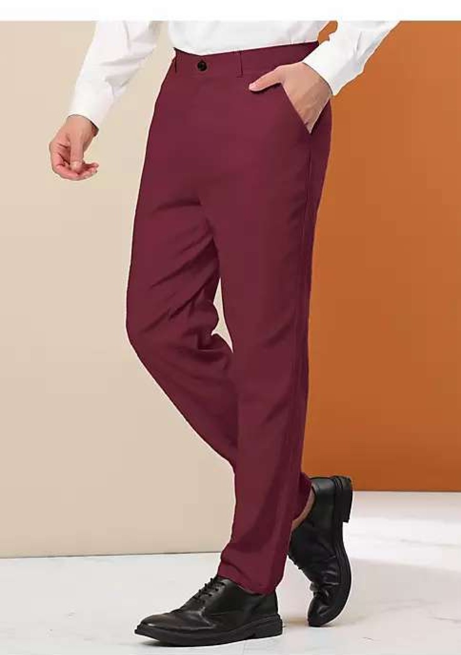 Men * | Deals Lars Amadeus Men'S Dress Trousers Solid Color Flat Front Skinny Business Pants