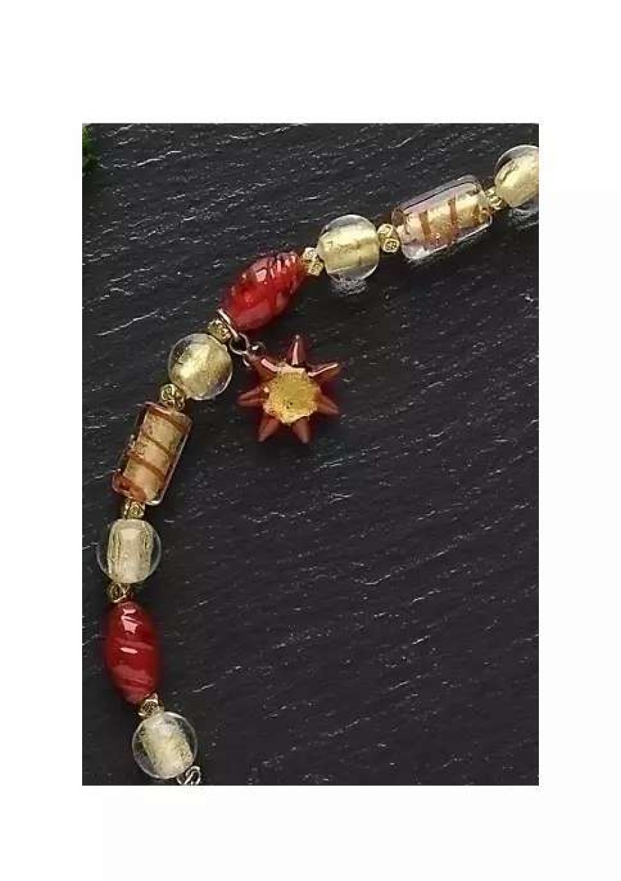 Jewelry * | Brand New Roman Moments In Life "Courage" Gold Beaded Bracelet Red