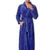 Men * | New Lars Amadeus Men'S Flannel Bathrobe Solid Color Sleepwear Long Sleeves Plush Shawl Robe