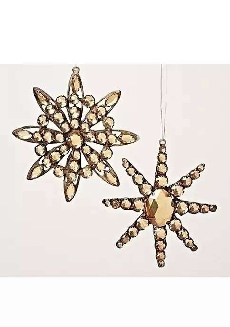 Home * | Cheap Roman 5.5 Jeweled Diamond Gem Snowflake Christmas Ornament Brown