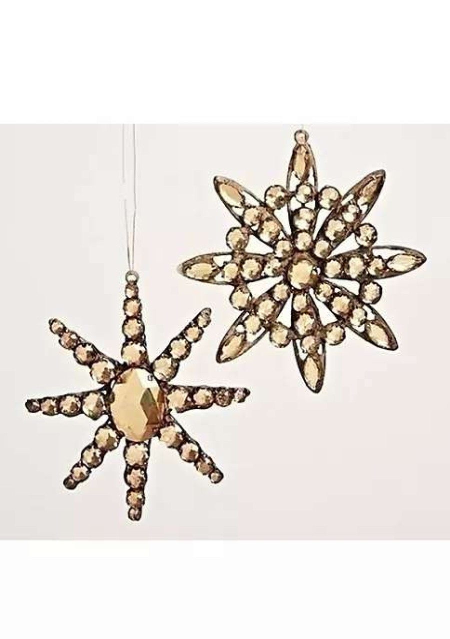 Home * | Cheap Roman 5.5 Jeweled Diamond Gem Snowflake Christmas Ornament Brown