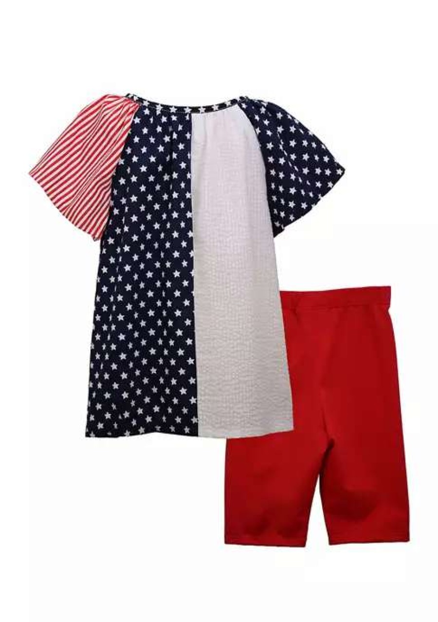 Kids * | Best Deal Bonnie Jean Girls 4-6X Americana Stars And Stripes Set Red