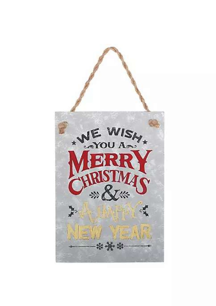 Home * | Coupon Roman 7.5 We Wish You A Merry Christmas Verse Metal Christmas Tree Ornament Silver