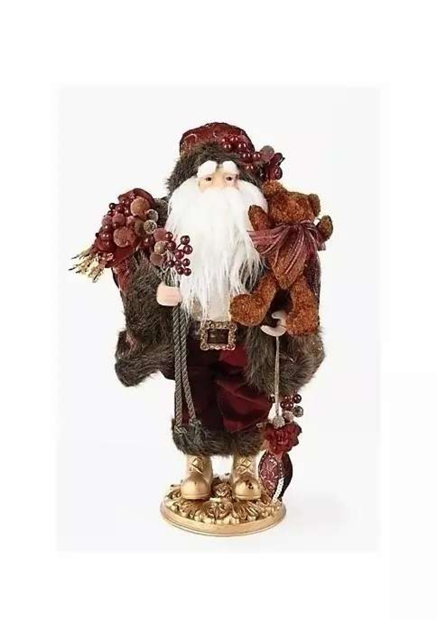 Home * | Discount Roman 18 And White Santa Claus With Grapes Christmas Tabletop Figure Brown