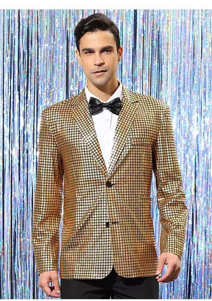 Men * | Hot Sale Lars Amadeus Men'S Sequin Blazer Slim Fit Two Button Disco Party Metallic Sports Coat