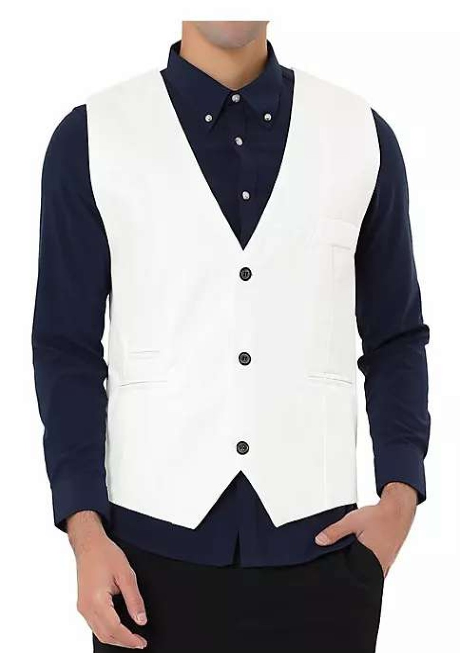 Men * | Buy Lars Amadeus Men'S V Neck Vests Sleeveless Pockets Button Up Casual Vest