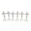 Home * | Best Pirce Roman Set Of 6 And Green God Bless Baby'S First Christmas Cross Tree Toppers 9 Ivory