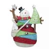 Home * | Cheapest Roman 6.75 Striped Yarn Wrapped Snowman With Tree Christmas Figure Decoration Red