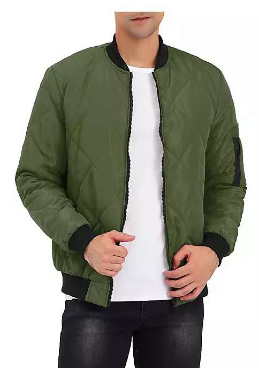 Men * | Hot Sale Lars Amadeus Men'S Puffer Coat Lightweight Zip Up Quilted Baseball Bomber Jacket