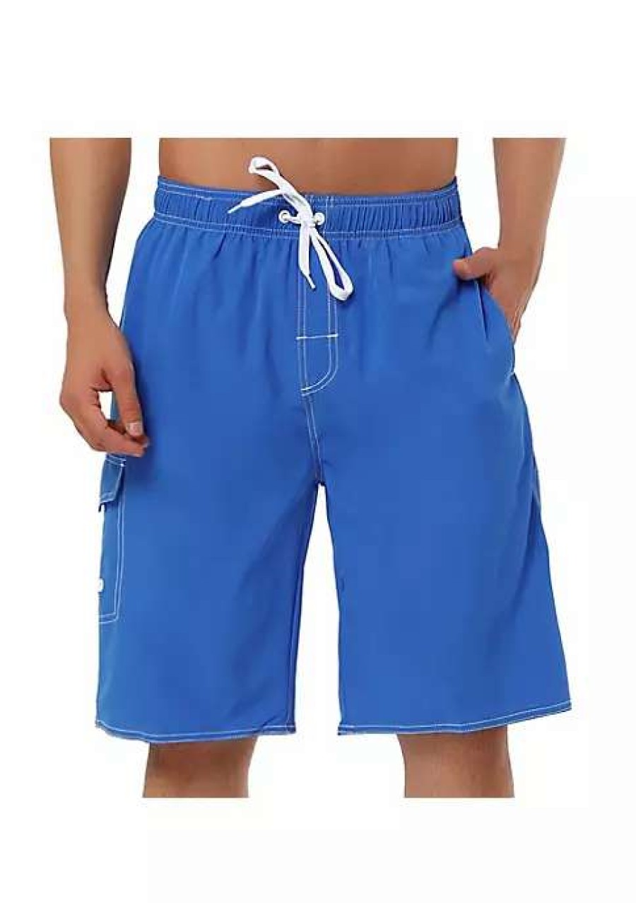 Men * | Promo Lars Amadeus Men'S Summer Solid Shorts Drawstring Elastic Waist Comfortable Swim Beach Board Shorts