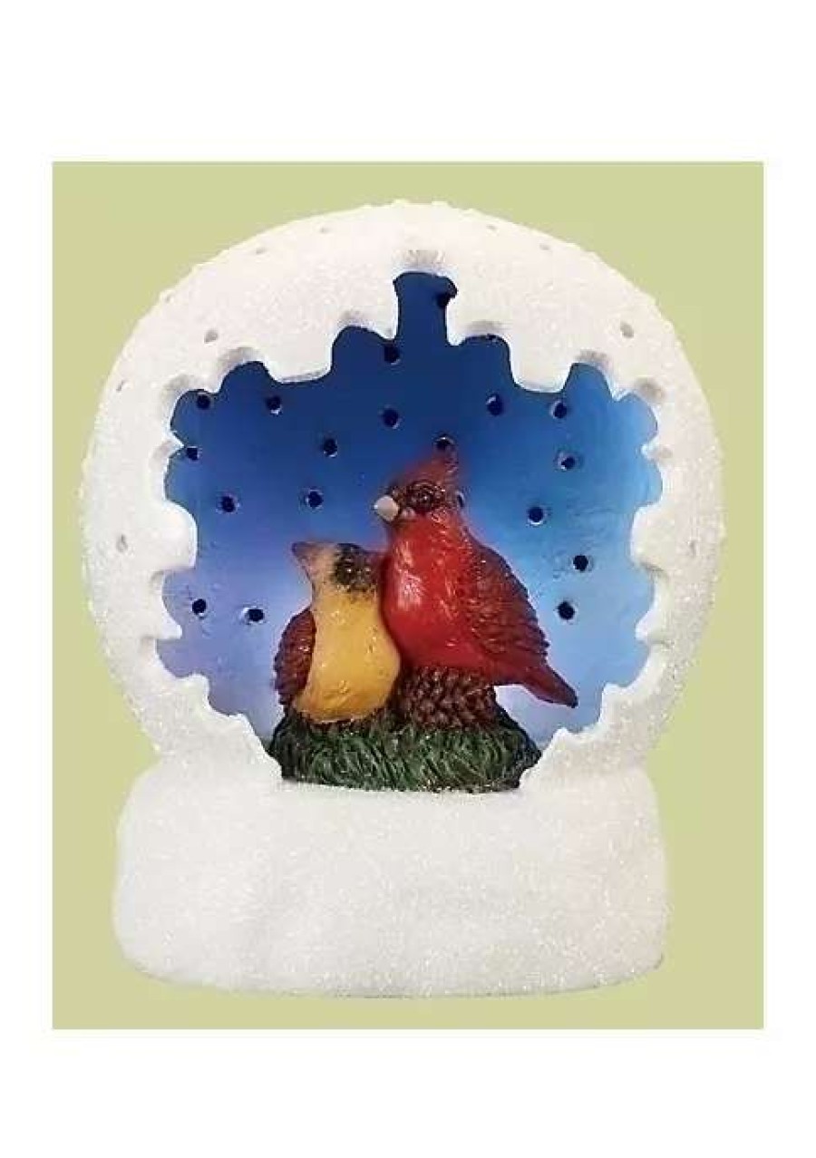 Home * | Best Sale Roman 4 And Blue Led Lighted Cardinal Pair Christmas Tabletop Dome White