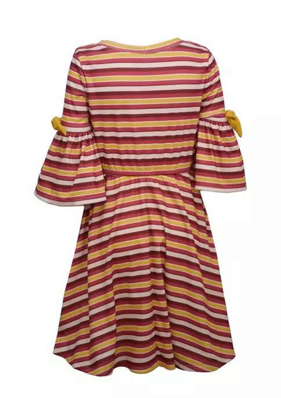 Kids * | Best Deal Bonnie Jean Girls 7-16 3/4 Bell Sleeve Dress Wine