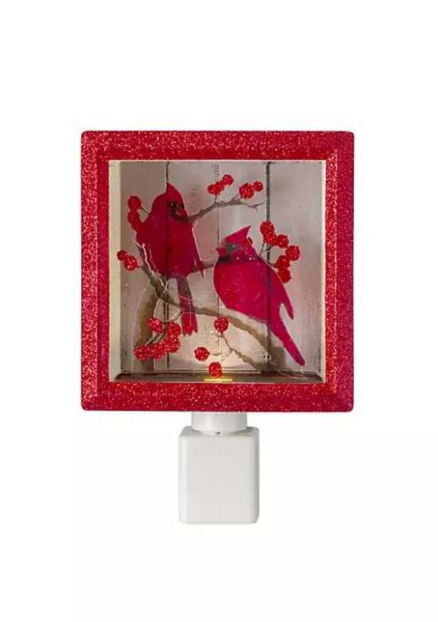 Home * | Top 10 Roman 6 And Brown Glitter Cardinal Christmas Night Light Red