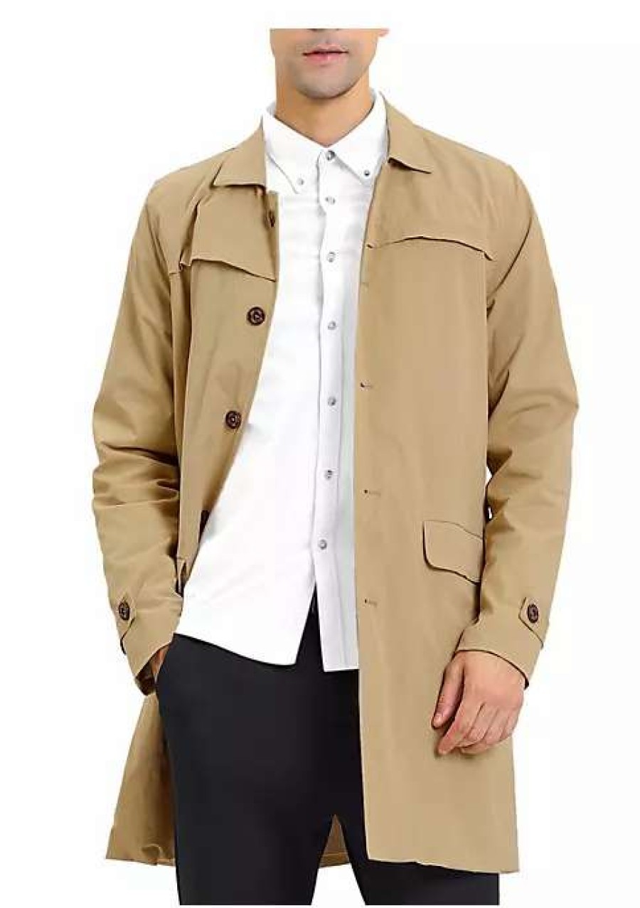 Men * | Wholesale Lars Amadeus Men'S Trench Coat Single Breasted Button Down Jacket Long Overcoat