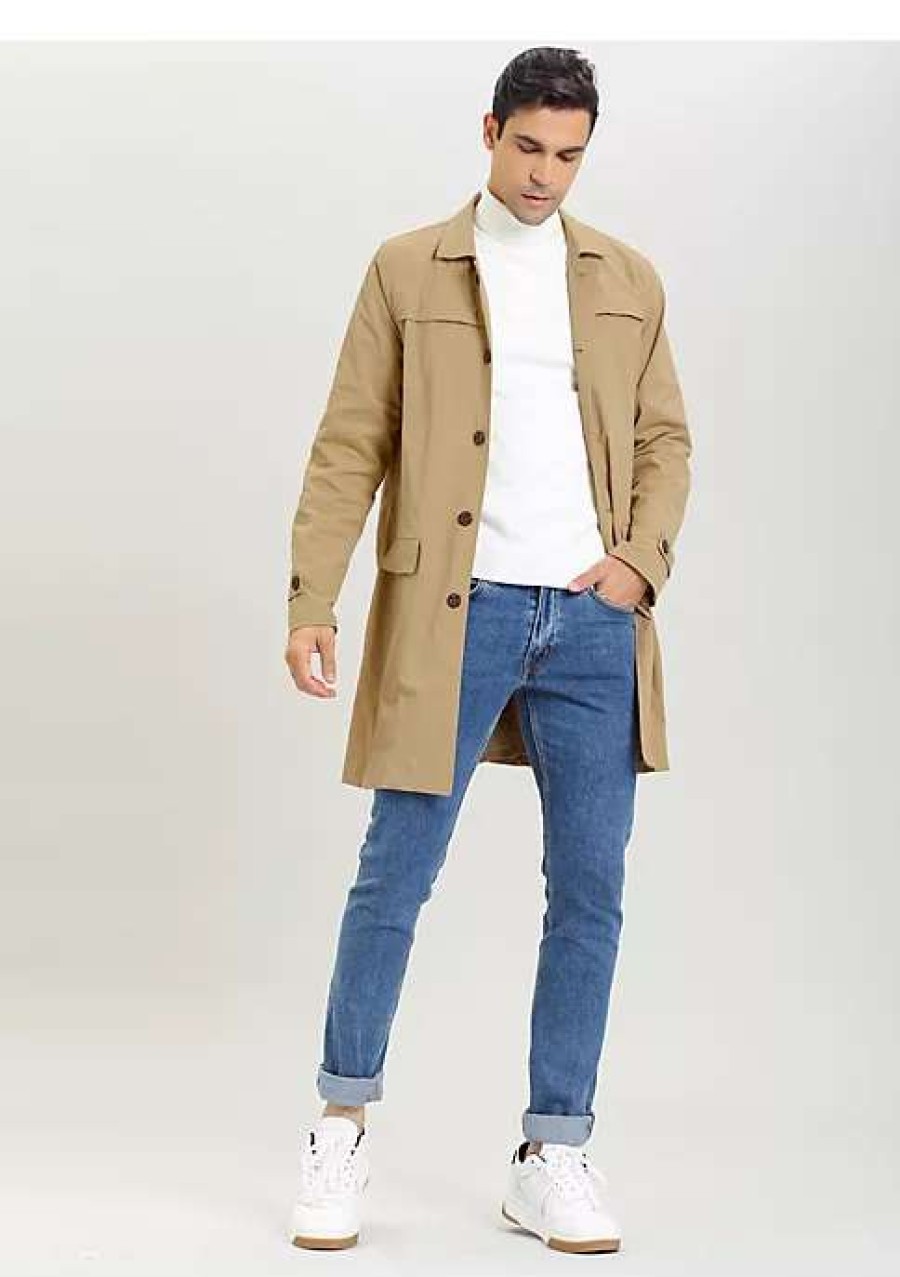 Men * | Wholesale Lars Amadeus Men'S Trench Coat Single Breasted Button Down Jacket Long Overcoat