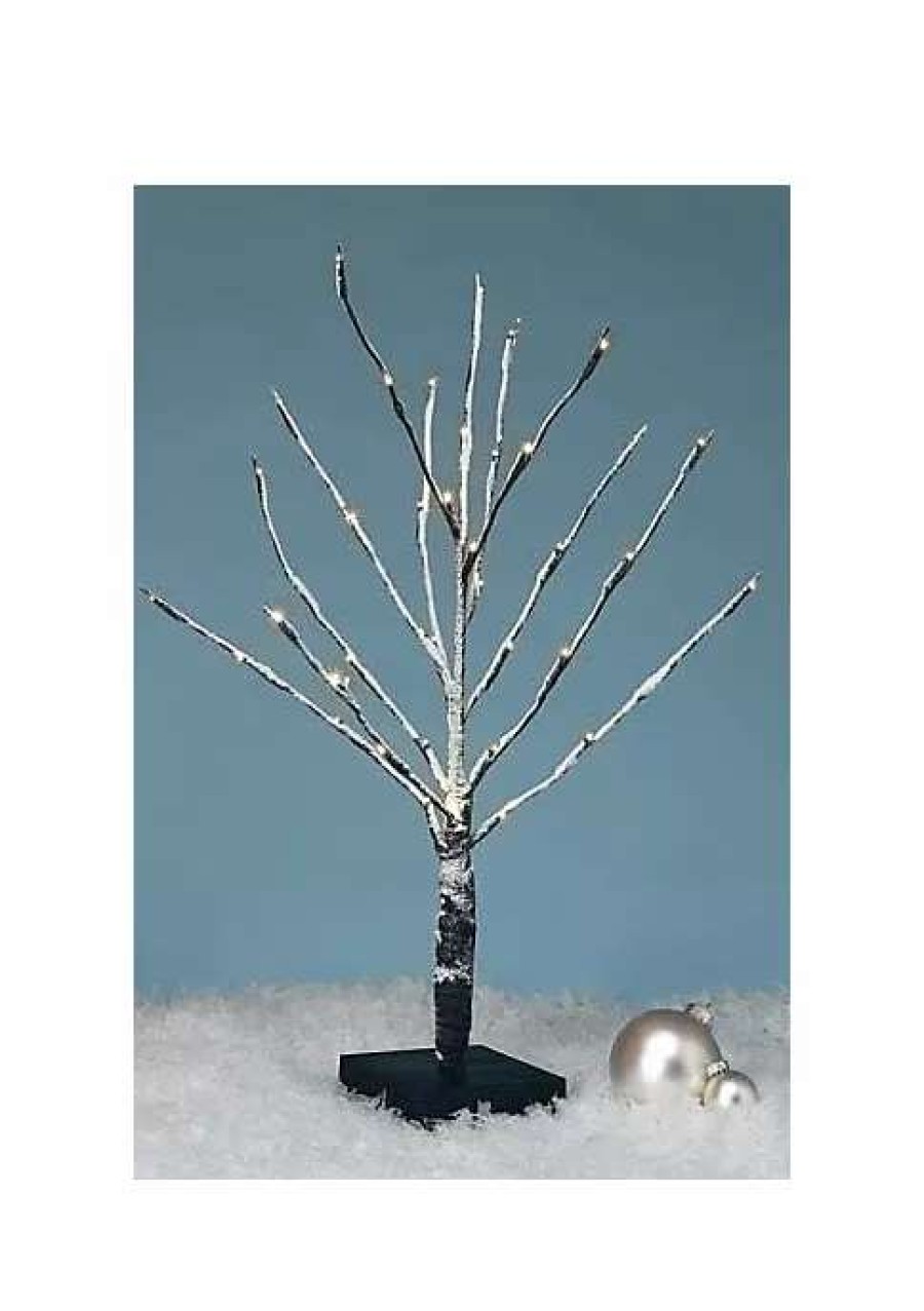 Home * | Hot Sale Roman 24 White Battery Operated Led Lighted Snowy Christmas Tree Tabletop Decor Clear