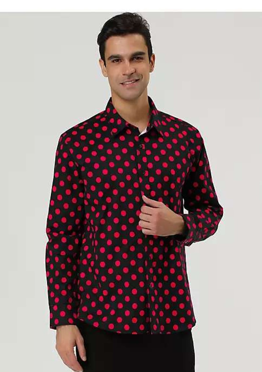 Men * | Buy Lars Amadeus Men'S Shirts Polka Dots Long Sleeve Slim Fit Printed Dress Button Down Shirt