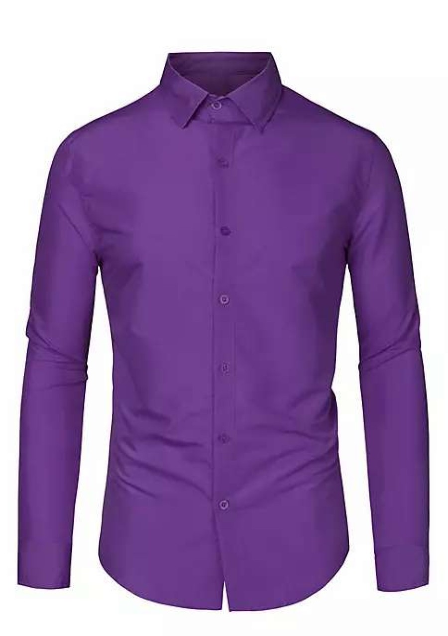 Men * | Hot Sale Lars Amadeus Men'S Dress Shirt Regular Fit Long Sleeves Button Down Prom Solid Shirt