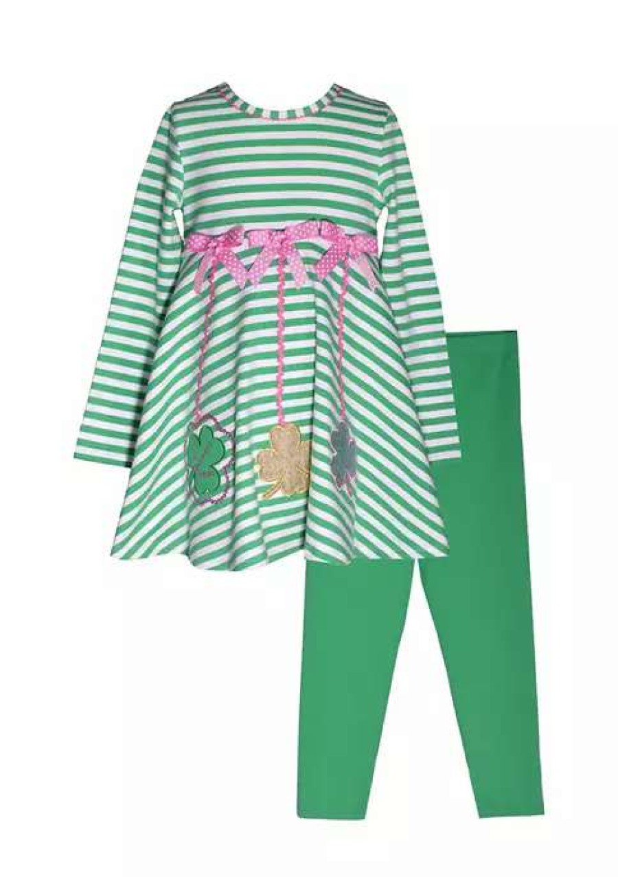 Kids * | Hot Sale Bonnie Jean Girls 4-6X 3/4 Sleeve St. Patty'S Day Set Green