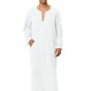 Men * | Outlet Lars Amadeus Men'S Nightshirt Cotton Sleep Shirt V-Neck Side Split Long Gown With Pocket