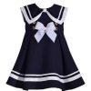 Kids * | Best Pirce Bonnie Jean Baby Girl Short Sleeve Nautical Bow Dress Navy