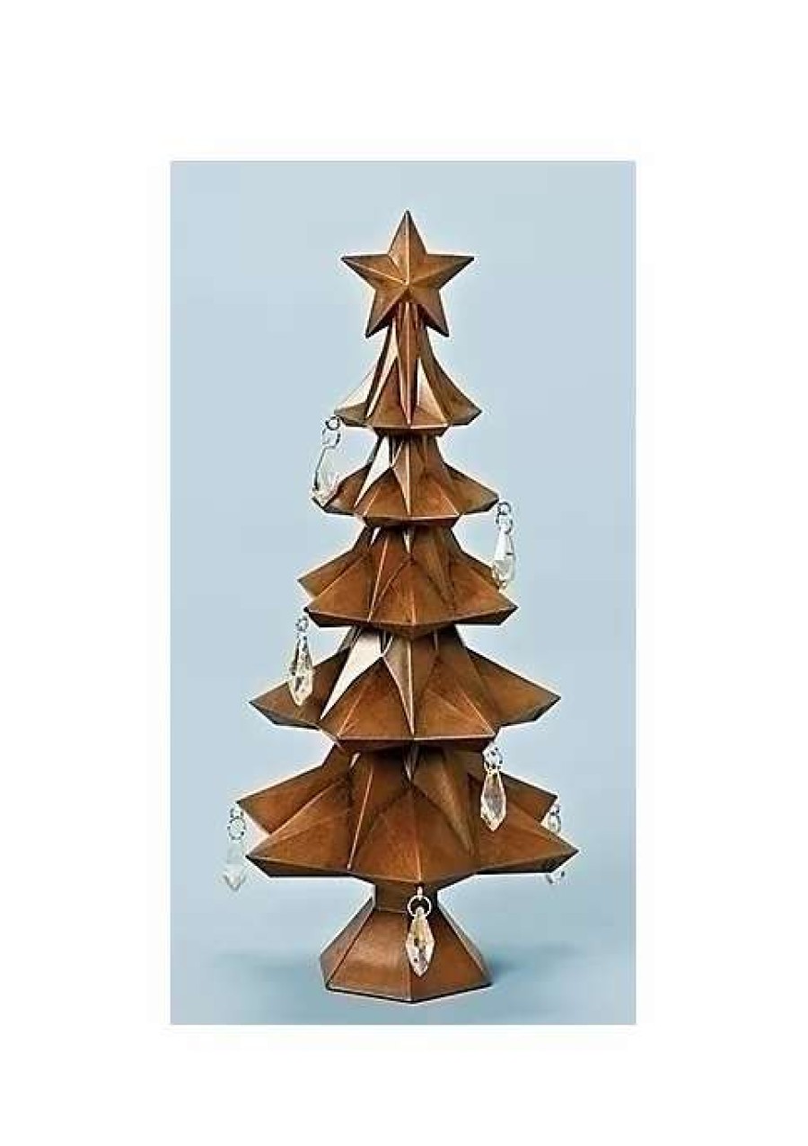 Ornaments * | Brand New Roman 11 And Clear Tabletop Christmas Tree With Star And Jewels Brown