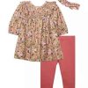 Kids * | Outlet Bonnie Jean Toddler Girls Floral Set With Headband Mustard