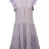 Kids * | Cheapest Bonnie Jean Girls 4-6X Flutter Sleeve Striped Knit Dress Lavender