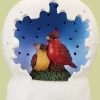 Home * | Outlet Roman 4Inch And Blue Led Lighted Cardinal Pair Christmas Tabletop Dome White