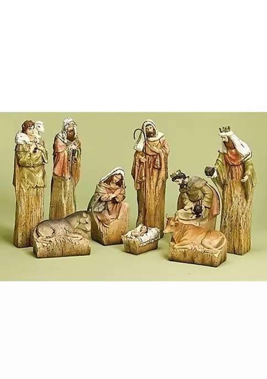 Home * | Best Pirce Roman 9-Piece Inspirational Religious Driftwood Nativity Scene Christmas Decoration Multi