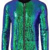 Men * | Discount Lars Amadeus Men'S Varsity Jacket Party Disco Shiny Sparkly Glitter Sequins Bomber Jacket