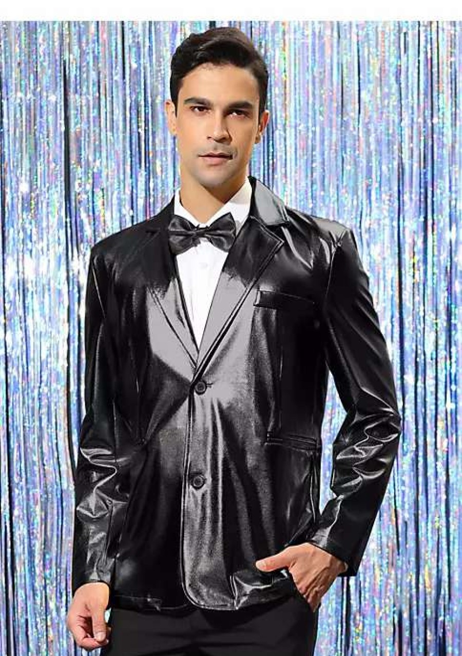 Men * | Top 10 Lars Amadeus Men'S Metallic Blazer Notch Lapel Two Button Prom Shiny Sport Coat