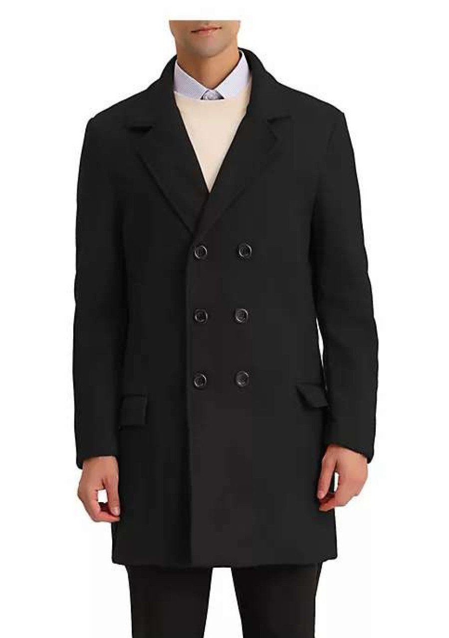 Men * | Discount Lars Amadeus Men'S Winter Overcoat Double Breasted Notched Lapel Mid-Length Pea Coat