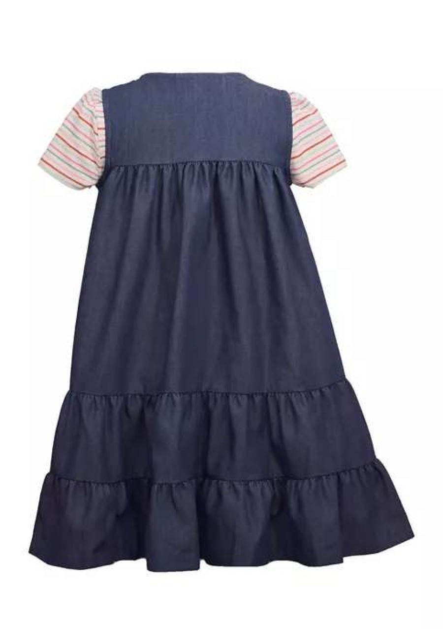 Kids * | Promo Bonnie Jean Girls 4-6X Embroidered Tiered Dress Denim