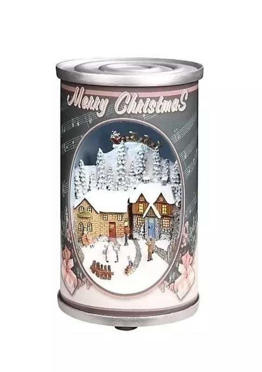 Home * | Budget Roman 6.75 And White Retro Musical Santa Claus In Can Christmas Decor Gray